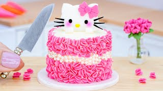 Satisfying Miniature Hello Kitty Cake Decorating  Best Strawberry Cake Recipe By Mini Tasty [upl. by Rosemaria79]