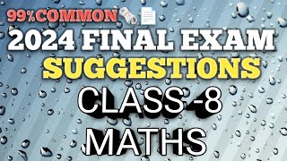 class 8 math 3rd unit test question paper 2024  class 8 3rd unit test math suggestion 2024 wbbse [upl. by Notyarb]