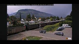 CPKC Vancouver Olympics unit leading CPKC coal train at Revelstoke Railcam [upl. by Heigho]