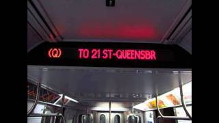 R160 Q Train To 21 StQueensbridge Announcements via 63rd St F Line [upl. by Lamag96]