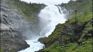 Flåm Railway Flåmsbana Norway  2022 Scenic Railway Footage including Kjosfossen Waterfall [upl. by Hrutkay]