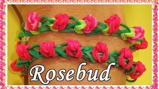 Rainbow lLoom Bands Rosebud Loom Bracelet [upl. by Anidam]