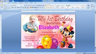 How to make Picture Invitation Card Design in Ms Word  Invitation Card Design in Ms word  Ms word [upl. by Thagard]