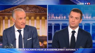 “Mais vous aussi ”  Gilles Bouleau malmène Jordan Bardella vif échange sur TF1 [upl. by Inamik]