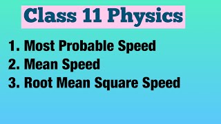 Most Probable SpeedMean Speed And Root Mean Square Speed Hindi  Class 11 Physics [upl. by Adnwahsat990]