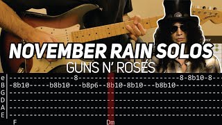 Guns N Roses  November Rain solos Guitar lesson with TAB [upl. by Shaff]