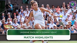 Longest Ever Ladies Singles SemiFinal  Jasmine Paolini v Donna Vekic Highlights  Wimbledon 2024 [upl. by Elleimac]