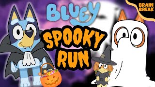 Bluey Halloween Run  Brain Break  Halloween Game  Go Noodle  Bluey and Bingo Chase [upl. by Terrag]