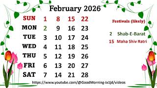 February Calendar 2026 februarycalendar2026 [upl. by Pass]