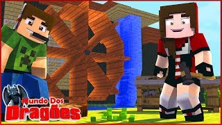 UAU FIZEMOS UMA RODA DÁGUA QUE GIRA E DA ENERGIA  Minecraft Mundo dos Dragões 5 [upl. by Aiden]