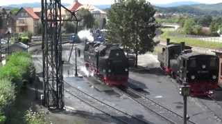 Narrow Gauge Railway Harz in Wernigerode with trains and depot [upl. by Nieberg]