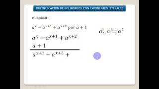 MULTIPLICACION DE POLINOMIOS CON EXPONENTES LITERALES [upl. by Iveel]