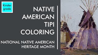 Virtual Art with Mrs Van Alstyne  Native American Tipi Coloring [upl. by Acsecnarf]