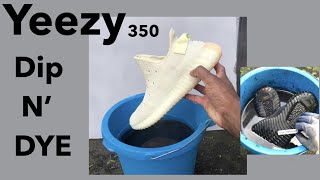 How To Dye Shoes Custom Yeezy Boost 350 V2 Butter Dip N Dye Black out [upl. by Yngad]