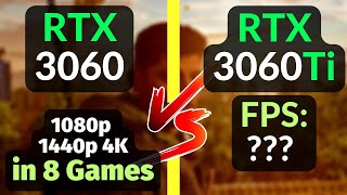 RTX 3060 12GB vs 3060 Ti TEST in GAMES  1080p 1440p 4K [upl. by Anirtek]