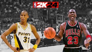 NBA 2K24 Reggie Miller Pacers 91 vs Bulls ‘91  HOF difficulty Game Ave Sim Sliders [upl. by Tory890]