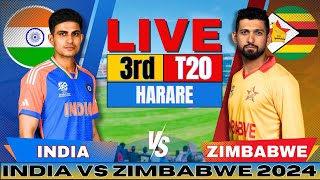 🔴 India vs Zimbabwe 3rd T20I Live Match Score amp Commentary  IND vs ZIM Live Cricket Match Today [upl. by Lainahtan511]