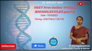 KL Biology NEET Free Online Live NEET Class  2024 BIOMOLECULES Part 2 [upl. by Anselmo]