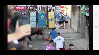 Salida del primer toro en burriana ganadería la gineta imágenes burriana tv el 030924 [upl. by Eiramacissej942]