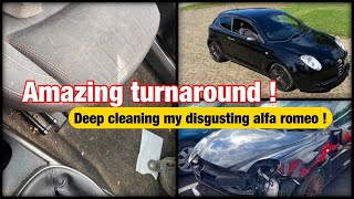 Alfa Romeo Mito  disgusting deep clean detail Dirtiest car [upl. by Eedya102]