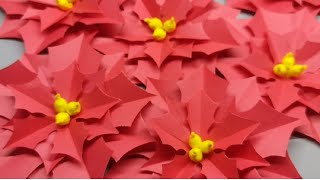 NO PATTERN POINSETTIA FLOWER MAKING  DIY CHRISTMAS ORNAMENTS [upl. by Cr]