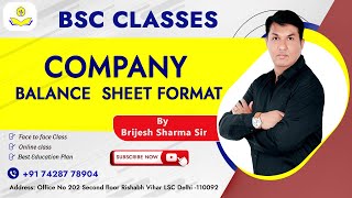 Class xii Company Balance Sheet Format  Brijesh Sharma [upl. by Matrona656]