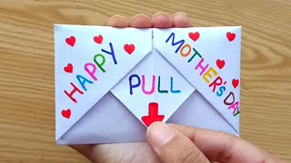 DIY  SURPRISE MESSAGE CARD FOR MOTHERS DAY  Pull Tab Origami Envelope Card  Mothers Day Card [upl. by Nevuer530]