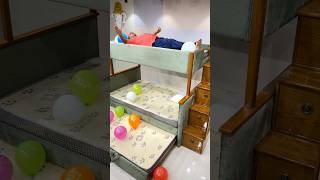 Teak wood bunk bed with a builtin baby bed Perfect for growing families More Info  87599 45678 [upl. by Okiek]