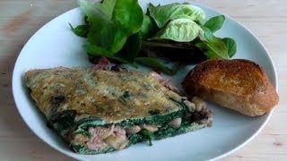 Omelette bacon cheese mushroom spinach How to make recipe [upl. by Portie]