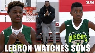 LeBron James watches Bronny and Bryce BALL on OLDER competition  SLAM Highlights [upl. by Kessel]