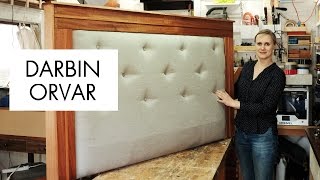 DIY Upholstered Queen Size Headboard w Linen amp Mahogany [upl. by Anirok]