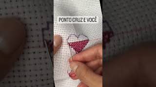 Coração com gráfico desenhado no tecido  pontocruzevoce  Ponto Cruz Time Lapse [upl. by Mintz]