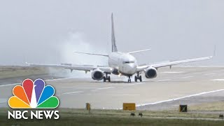 CrossWind Landing At Leeds Bradford Airport  Archives  NBC News [upl. by Dnomyaw]