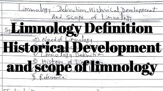 Limnology Definition  Historical Development And Scope Of Limnology [upl. by Lorrie]