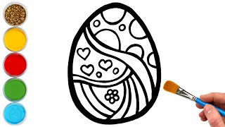 Easter Egg Drawing Painting and Coloring for Kids Toddlers  Lets Draw Together [upl. by Mascia]