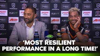 Proud Benji discusses those nailbiting final moments 😤  Tigers Press Conference  Fox League [upl. by Nileuqcaj804]