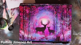 Deer in The Forest Spray paint art [upl. by Maziar669]