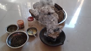 simple agnihothram processuses of burning cowdung cakes చాలా సులువుగా ఆవు పిడకలతో ధూపం వెయ్యడం [upl. by Anerroc219]