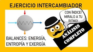 EJERCICIO INTERCAMBIADOR DE CALOR BALANCES DE ENERGÍA ENTROPÍA EXERGÍA Y RENDIMIENTO EXERGÉTICO [upl. by Lenna]