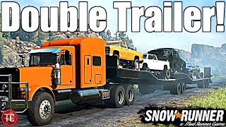 SnowRunner NEW GIANT DOUBLE ARTICULATED CAR TRAILER Console amp PC [upl. by Aniuqaoj]