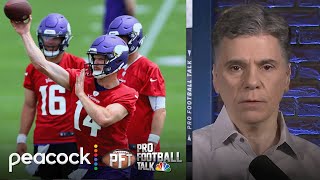 Vikings Sam Darnold is QB1 over JJ McCarthy entering minicamp  Pro Football Talk  NFL on NBC [upl. by Yffat]