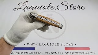 Laguiole Knife with Double Chiseled Plates Spiral Spring and Olivewood Handle [upl. by Gibeon]