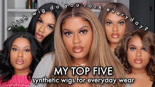 my top five synthetic wigs for everyday wear  the perfect synthetic wigs for everyday [upl. by Avraham]