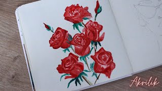 Suluboya ile Gül Resmi  rose painting with watercolor [upl. by Aicila]