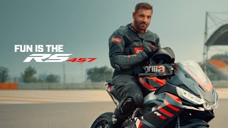 Fun Is The Aprilia RS 457 ft John Abraham 🔥  Aprilia India [upl. by Florri]