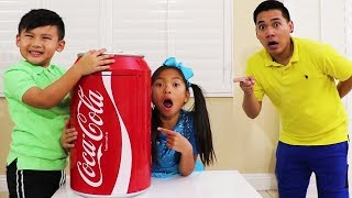 Wendy amp Liam Pretend Play w Giant Coke Toy to Johny Johny Kids Learning Song [upl. by Adnesor956]