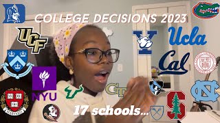 17 COLLEGE DECISION REACTIONS 2023 realistic and somewhat unenthusiastic Ivies UCs NYU Duke… [upl. by Haskel729]