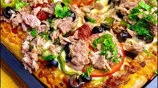 Pizza au thon à la Tunisienne Easy pizza recipe Tuna pizza Tunisian style بيتزا تونسية بالتن [upl. by Wey]