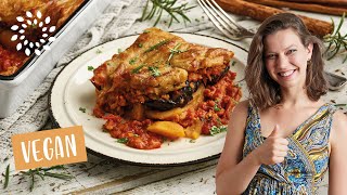 Die BESTE VEGANE MOUSSAKA  Griechischer Auberginenauflauf [upl. by Harmony991]