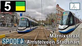 Cabinerit Tram 5 Amsterdam  Eerste Marnixdwarsstraat  Amstelveen Stadshart Tram Drivers POV [upl. by Mihsah]